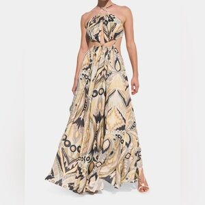 NEW NWT cult gaia aphrodite gown aloe maxi dress small wedding guest pastel silk
